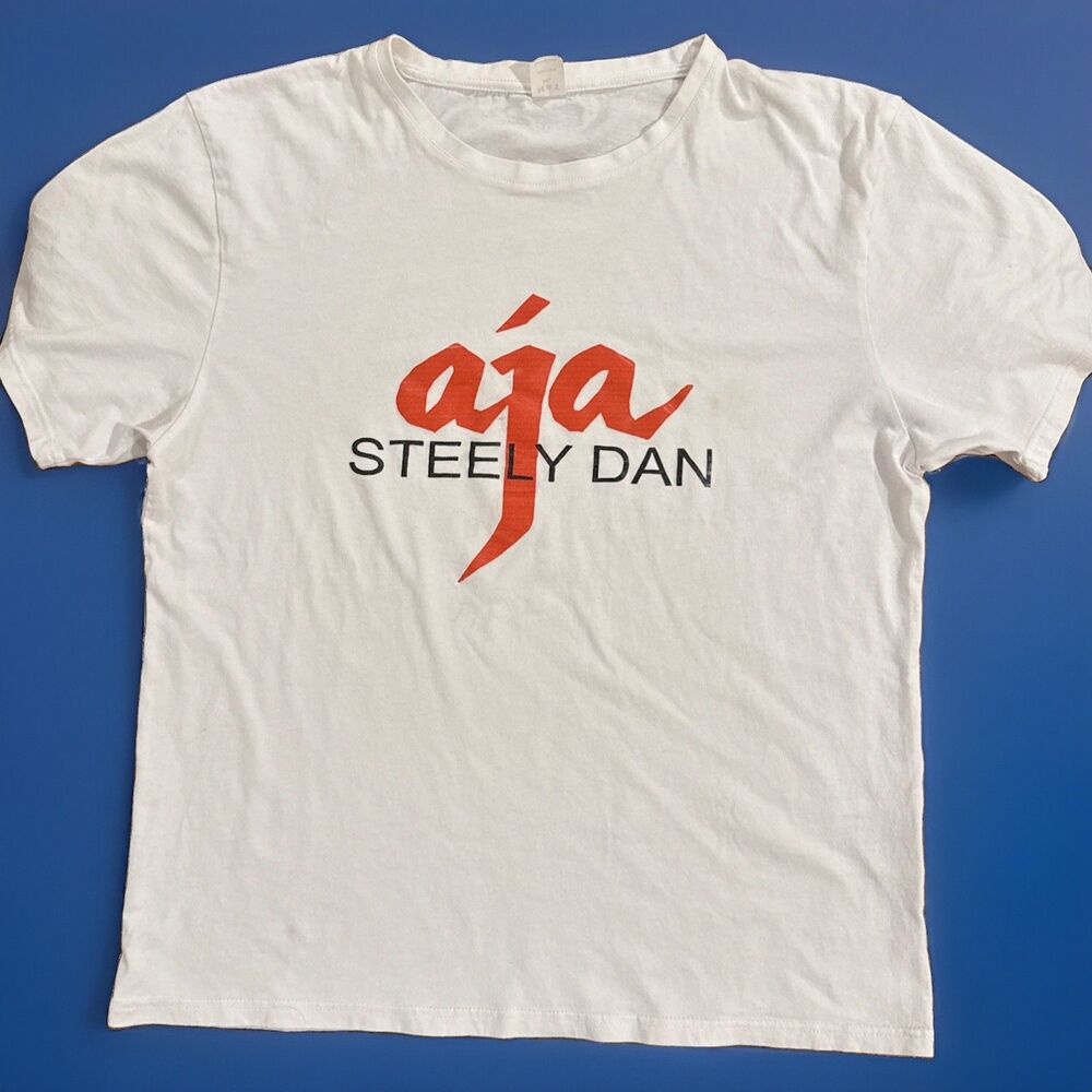 Steely Dan AJA Logo Graphic Print T-Shirt Size 2XL White Good Used Condition